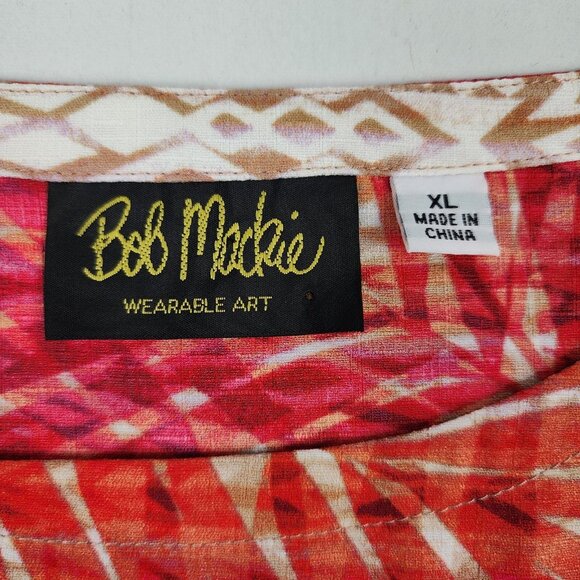 Bob Mackie Shirt Womens XL Multicolor Wearable Art Blouse 3/4 Sleeve - Picture 3 of 6